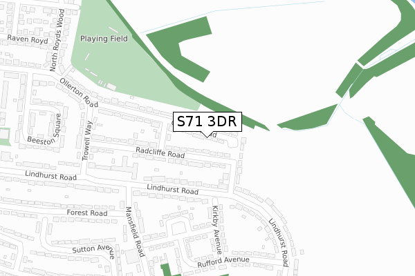 S71 3DR map - large scale - OS Open Zoomstack (Ordnance Survey)