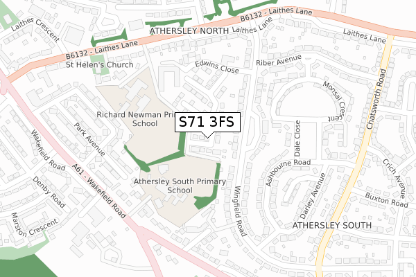 S71 3FS map - large scale - OS Open Zoomstack (Ordnance Survey)