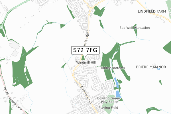 S72 7FG map - small scale - OS Open Zoomstack (Ordnance Survey)