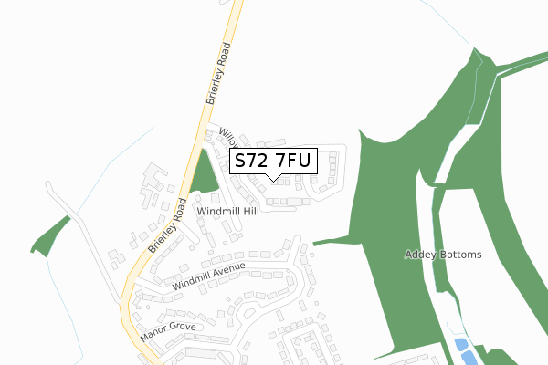 S72 7FU map - large scale - OS Open Zoomstack (Ordnance Survey)