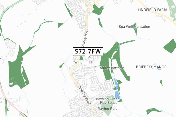 S72 7FW map - small scale - OS Open Zoomstack (Ordnance Survey)