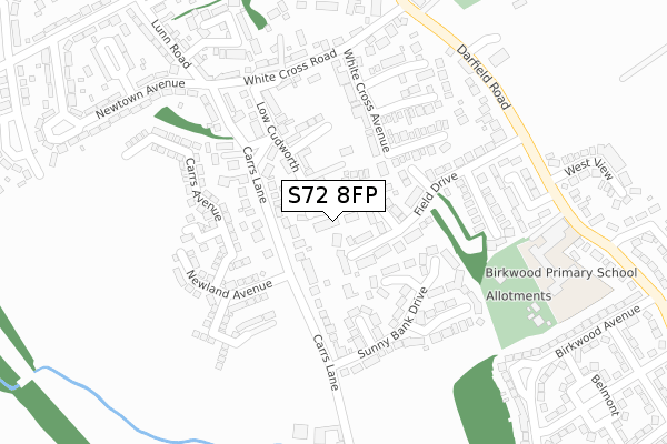 S72 8FP map - large scale - OS Open Zoomstack (Ordnance Survey)