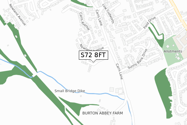 S72 8FT map - large scale - OS Open Zoomstack (Ordnance Survey)