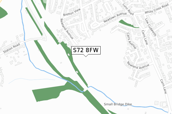 S72 8FW map - large scale - OS Open Zoomstack (Ordnance Survey)