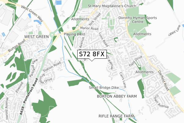 S72 8FX map - small scale - OS Open Zoomstack (Ordnance Survey)