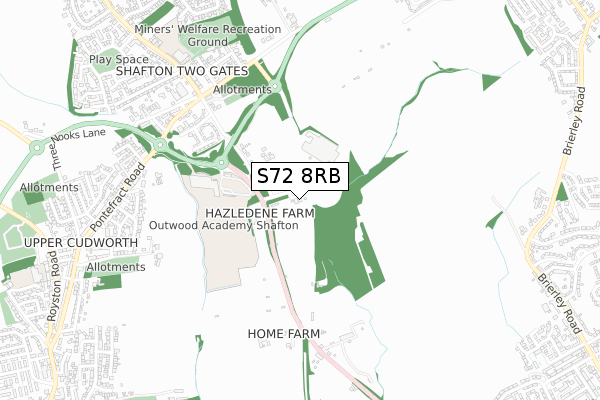 S72 8RB map - small scale - OS Open Zoomstack (Ordnance Survey)