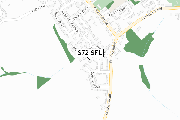 S72 9FL map - large scale - OS Open Zoomstack (Ordnance Survey)