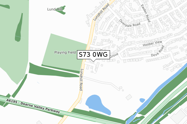 S73 0WG map - large scale - OS Open Zoomstack (Ordnance Survey)