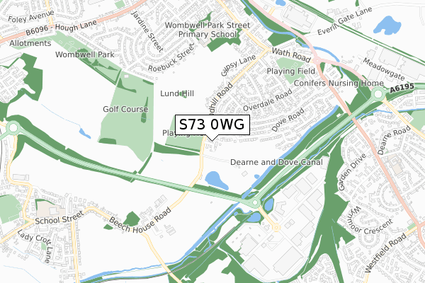 S73 0WG map - small scale - OS Open Zoomstack (Ordnance Survey)