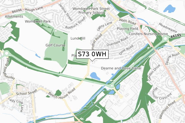 S73 0WH map - small scale - OS Open Zoomstack (Ordnance Survey)