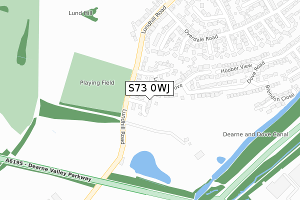 S73 0WJ map - large scale - OS Open Zoomstack (Ordnance Survey)