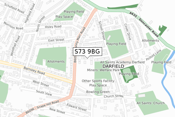 S73 9BG map - large scale - OS Open Zoomstack (Ordnance Survey)