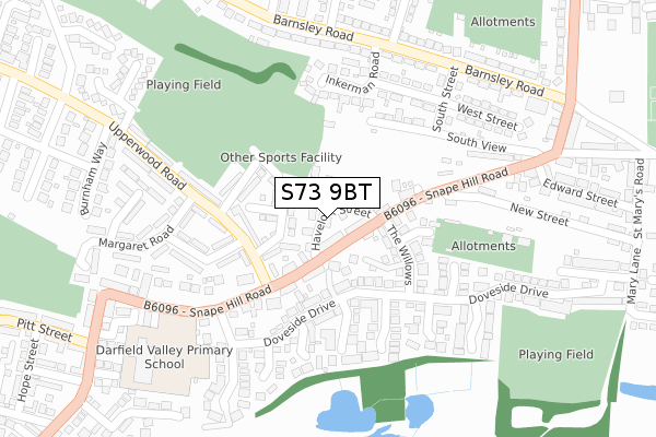 S73 9BT map - large scale - OS Open Zoomstack (Ordnance Survey)