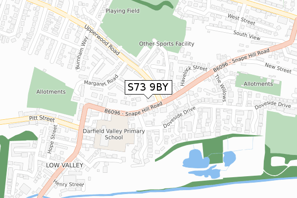 S73 9BY map - large scale - OS Open Zoomstack (Ordnance Survey)