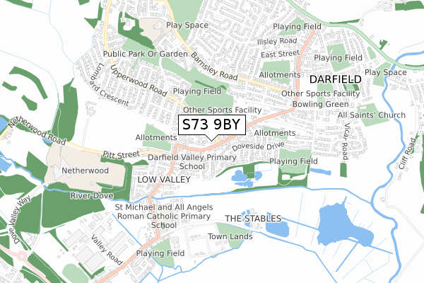 S73 9BY map - small scale - OS Open Zoomstack (Ordnance Survey)