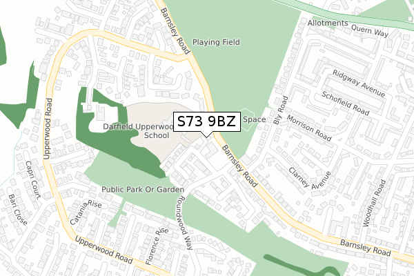 S73 9BZ map - large scale - OS Open Zoomstack (Ordnance Survey)