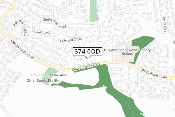 S74 0DD map - large scale - OS Open Zoomstack (Ordnance Survey)