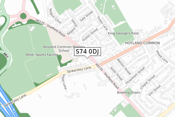 S74 0DJ map - large scale - OS Open Zoomstack (Ordnance Survey)