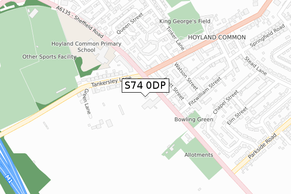 S74 0DP map - large scale - OS Open Zoomstack (Ordnance Survey)