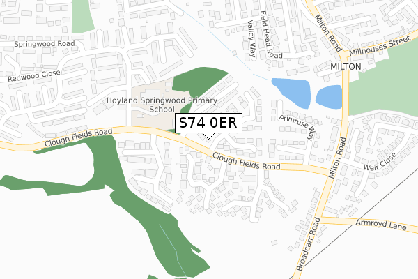 S74 0ER map - large scale - OS Open Zoomstack (Ordnance Survey)