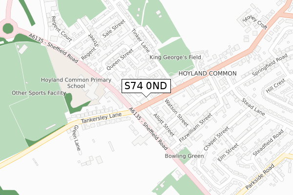 S74 0ND map - large scale - OS Open Zoomstack (Ordnance Survey)