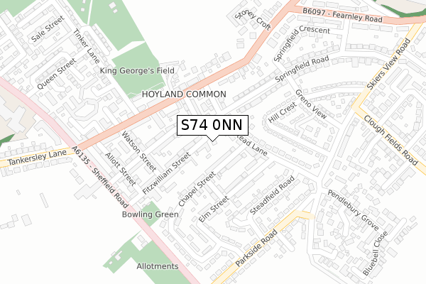 S74 0NN map - large scale - OS Open Zoomstack (Ordnance Survey)