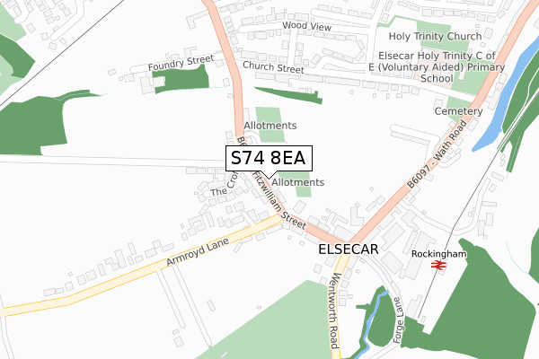 S74 8EA map - large scale - OS Open Zoomstack (Ordnance Survey)