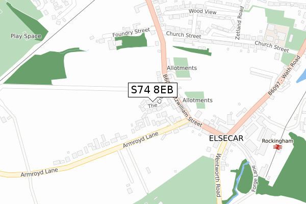 S74 8EB map - large scale - OS Open Zoomstack (Ordnance Survey)