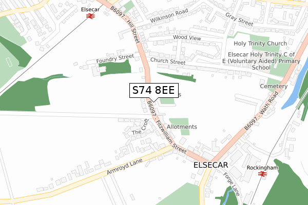 S74 8EE map - large scale - OS Open Zoomstack (Ordnance Survey)