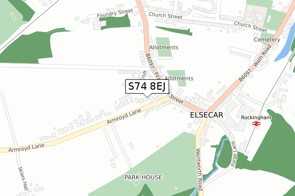 S74 8EJ map - large scale - OS Open Zoomstack (Ordnance Survey)