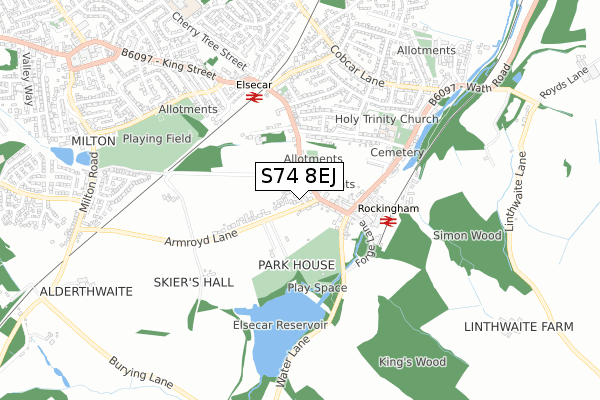 S74 8EJ map - small scale - OS Open Zoomstack (Ordnance Survey)