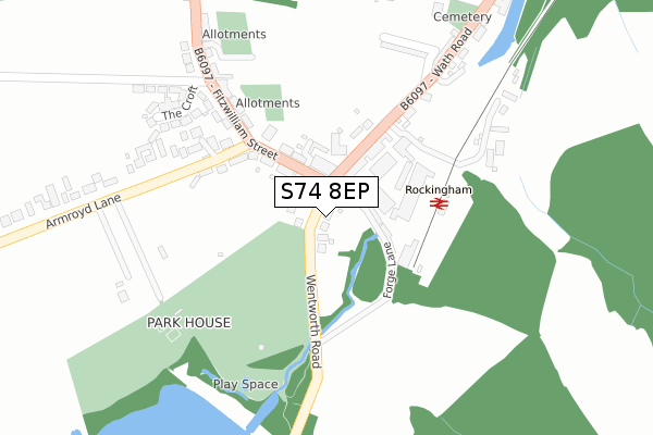 S74 8EP map - large scale - OS Open Zoomstack (Ordnance Survey)