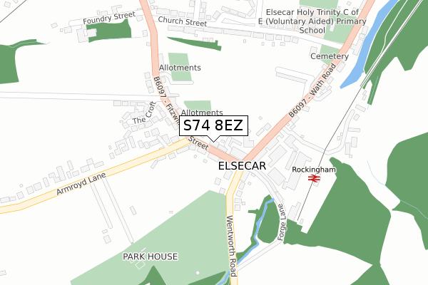 S74 8EZ map - large scale - OS Open Zoomstack (Ordnance Survey)