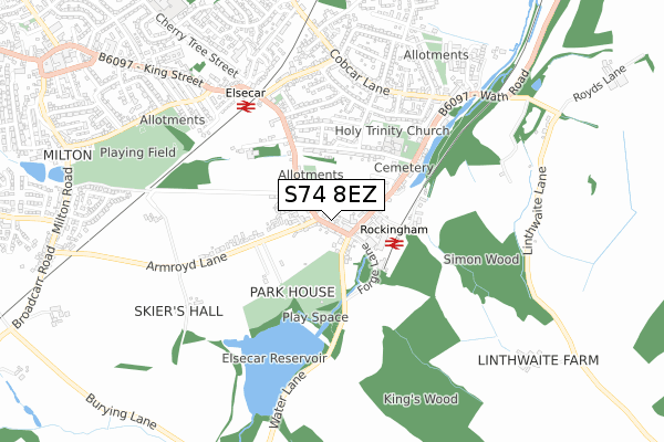 S74 8EZ map - small scale - OS Open Zoomstack (Ordnance Survey)