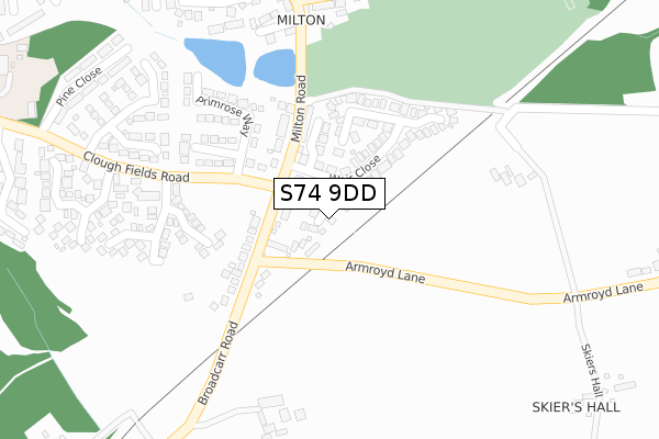 S74 9DD map - large scale - OS Open Zoomstack (Ordnance Survey)