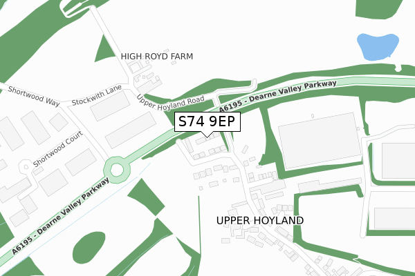 S74 9EP map - large scale - OS Open Zoomstack (Ordnance Survey)