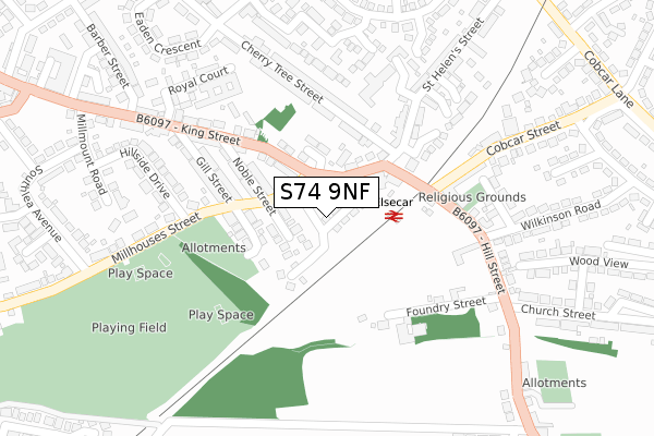 S74 9NF map - large scale - OS Open Zoomstack (Ordnance Survey)