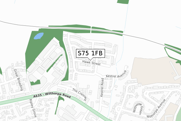 S75 1FB map - large scale - OS Open Zoomstack (Ordnance Survey)