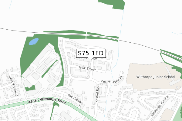 S75 1FD map - large scale - OS Open Zoomstack (Ordnance Survey)