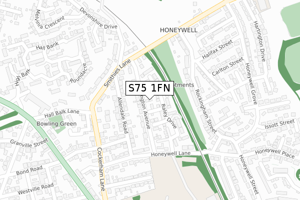 S75 1FN map - large scale - OS Open Zoomstack (Ordnance Survey)