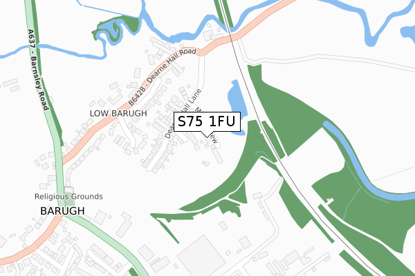 S75 1FU map - large scale - OS Open Zoomstack (Ordnance Survey)