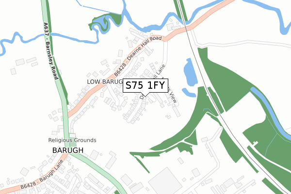 S75 1FY map - large scale - OS Open Zoomstack (Ordnance Survey)