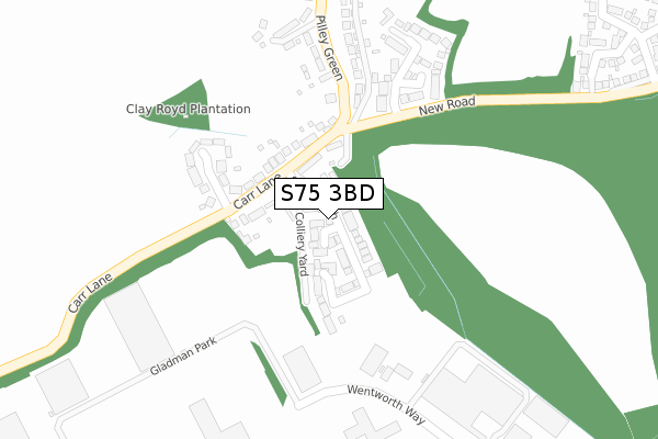 S75 3BD map - large scale - OS Open Zoomstack (Ordnance Survey)