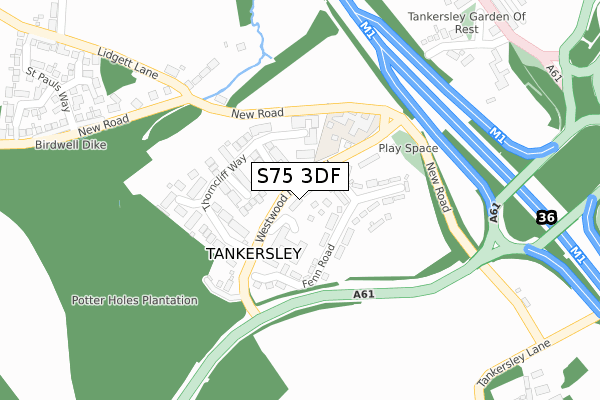 S75 3DF map - large scale - OS Open Zoomstack (Ordnance Survey)