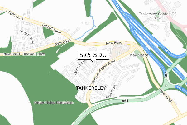 S75 3DU map - large scale - OS Open Zoomstack (Ordnance Survey)