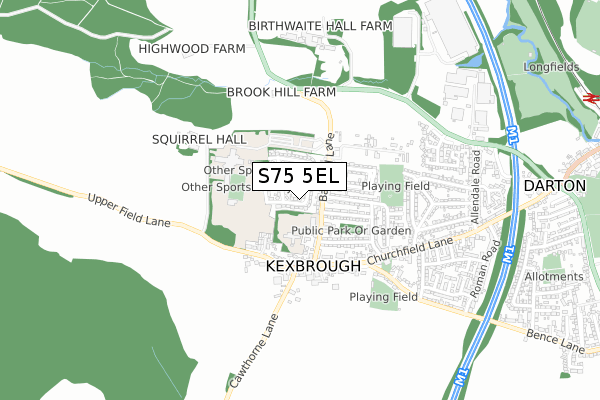 S75 5EL map - small scale - OS Open Zoomstack (Ordnance Survey)