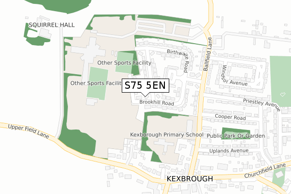 S75 5EN map - large scale - OS Open Zoomstack (Ordnance Survey)