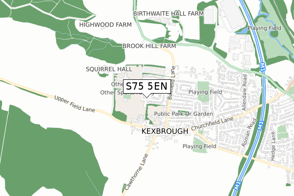 S75 5EN map - small scale - OS Open Zoomstack (Ordnance Survey)