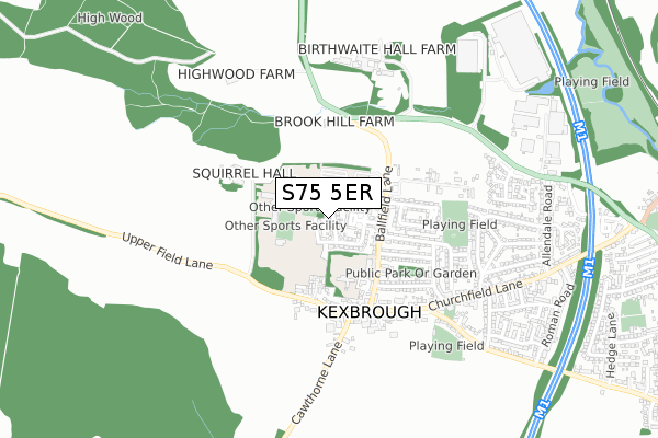 S75 5ER map - small scale - OS Open Zoomstack (Ordnance Survey)