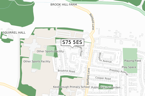 S75 5ES map - large scale - OS Open Zoomstack (Ordnance Survey)